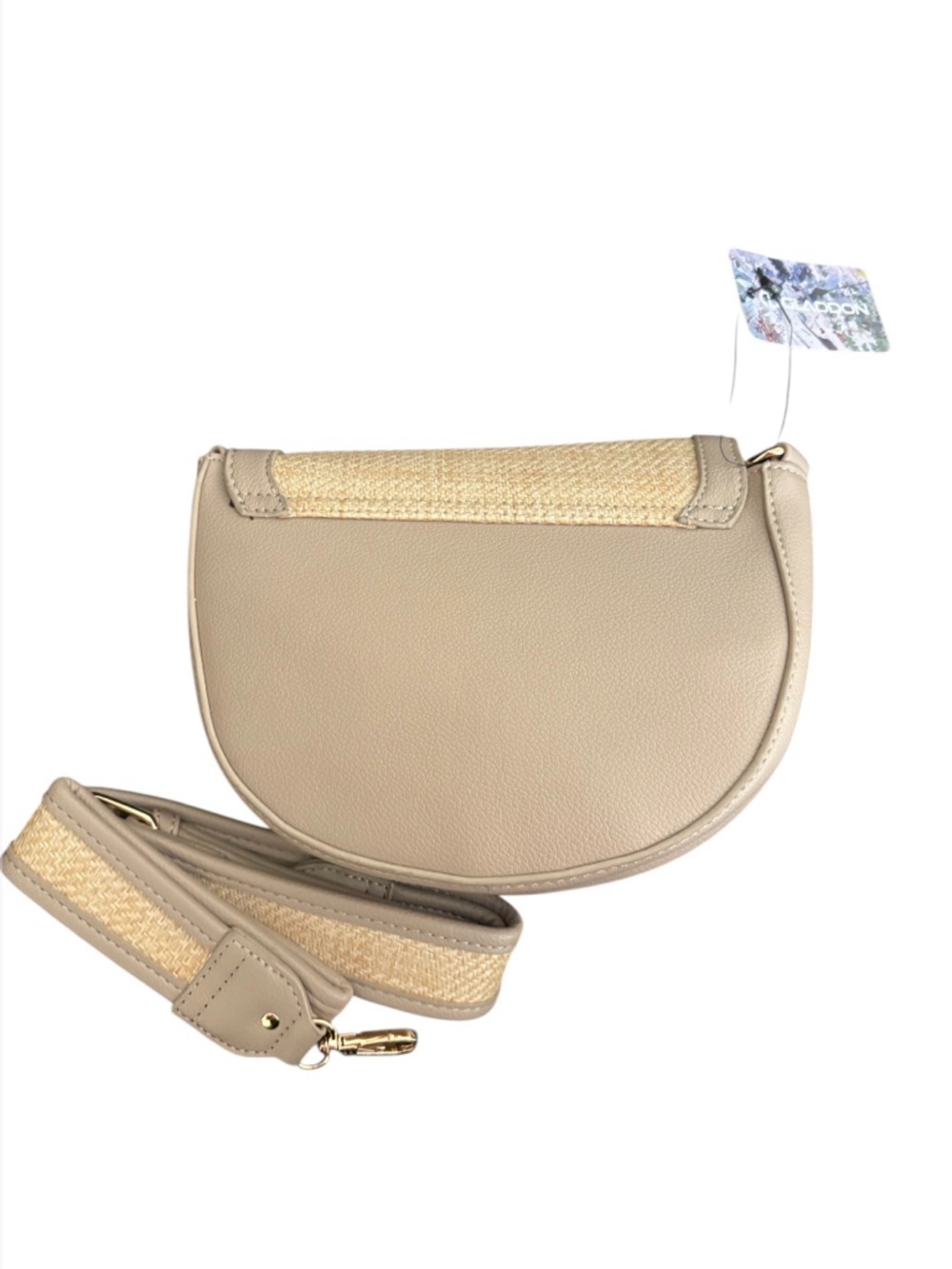 NWT Neutral Straw-Accent Crossbody Bag with Adjustable Strap - Picture 3 of 5